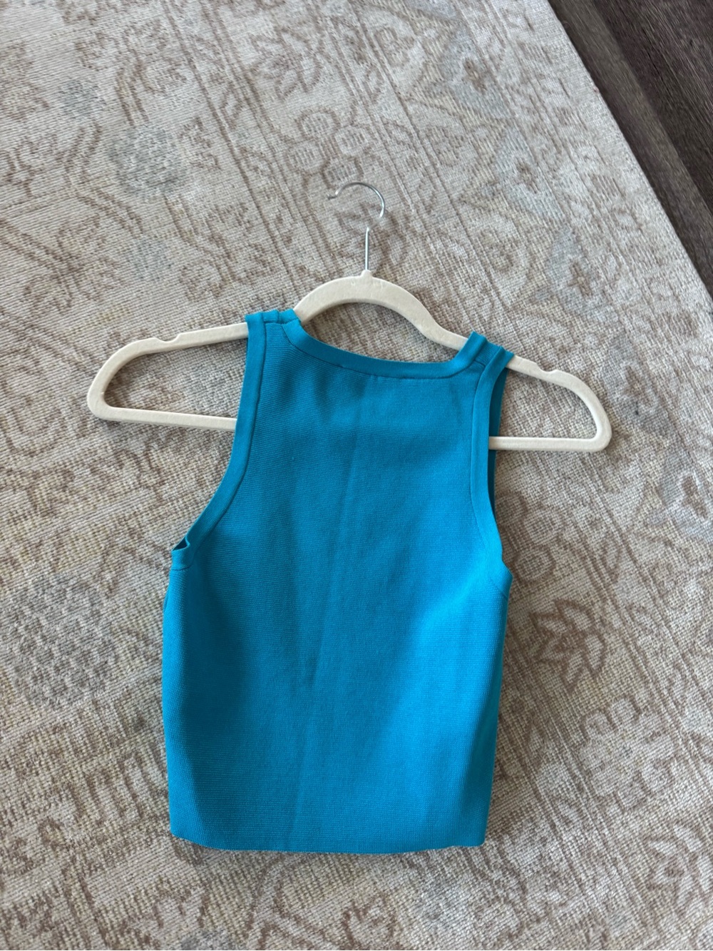 ZARA Bright Turquoise Ribbed Tank Top - Picture 3 of 3